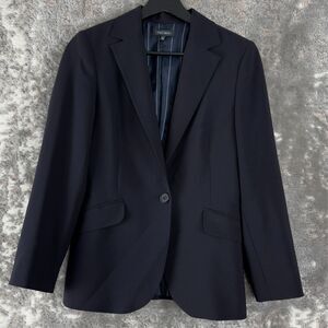 Easy Wear Size 38 Notched Single Button Blazer Jacket Long Sleeve Striped Lining